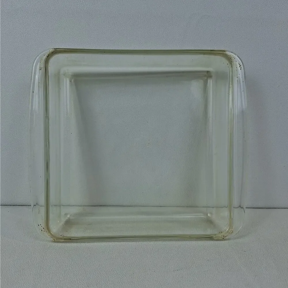 Vtg Pyrex Clear Glass Baking Lot 222 Square 8x8 Brownie Pan 210 Round 10in...